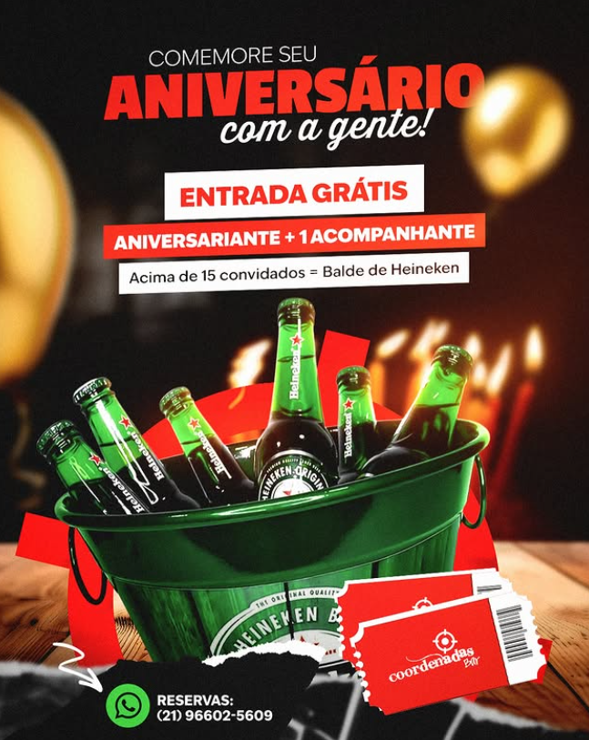 Condições especiais para aniversários no Coordenadas Bar